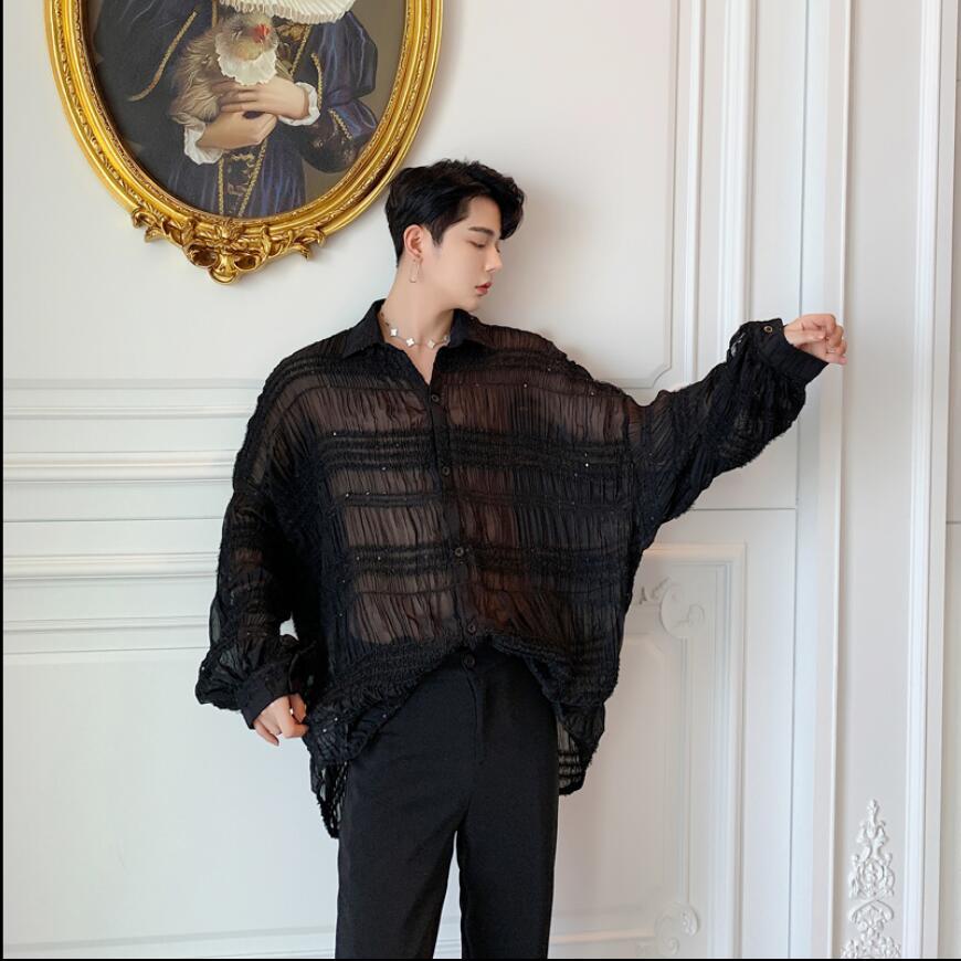 2020 New Summer Club Dj Inglaterra Alternative Plied Lace Shirt-tides Man Mark Long Sleeve Loosely Singing Costumes E6z9, Beige
2020 New Summer Club Dj Inglaterra Alternative Plied Lace Shirt-tides Man Mark Long Sleeve Loosely Singing Costumes E6z9, Beige