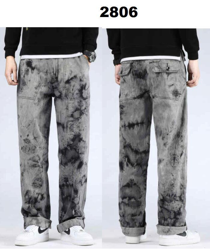 2021 Graffiti Print Punk Skateboard Jean Patch Pocket Harem Jeans Men Baggy Jeans Denim Pants Loose Baggy Plus Size 30-46