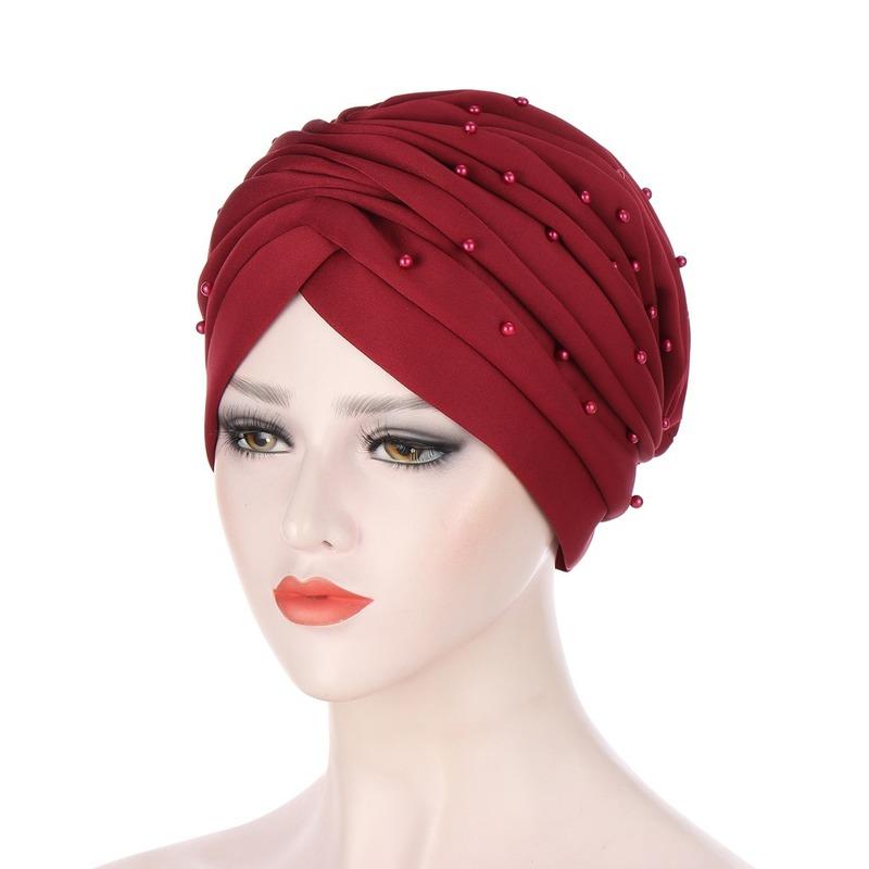 Muslim Elastic Ruffle Space Cotton Turban Hat Hand Sewn Beaded Muslim Head Cap for Female Latest Solid Color Turban For Women, C5-red
Muslim Elastic Ruffle Space Cotton Turban Hat Hand Sewn Beaded Muslim Head Cap for Female Latest Solid Color Turban For Women, C5-red