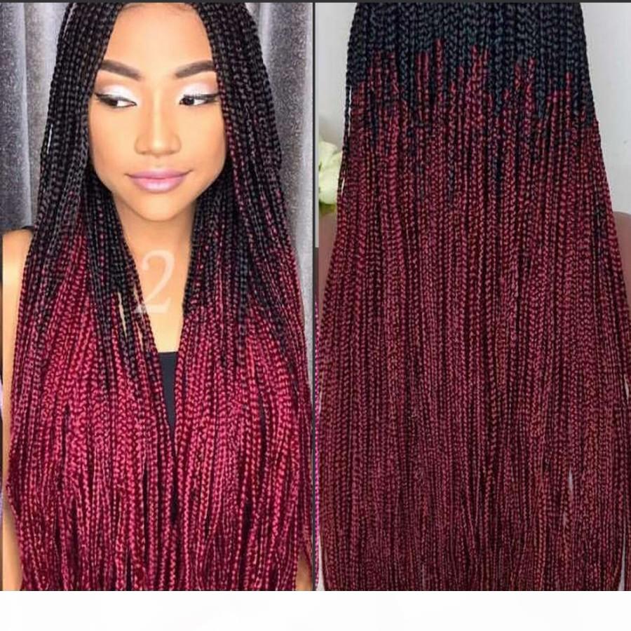 Long Handmade Box Braids wig micro braid lace front wig Ombre red Synthetic Braiding hair wig For Africa For Black Women, Blue
Long Handmade Box Braids wig micro braid lace front wig Ombre red Synthetic Braiding hair wig For Africa For Black Women, Blue