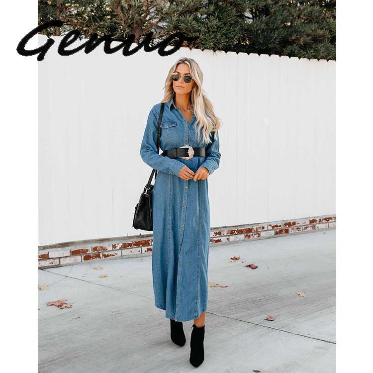 New Fashion Women Vintage X- Long Denim Trench Coats With Sashes Ladies Turn-Down Collar Jeans Casual Loose Windbreaker Outwear, Blue
New Fashion Women Vintage X- Long Denim Trench Coats With Sashes Ladies Turn-Down Collar Jeans Casual Loose Windbreaker Outwear, Blue