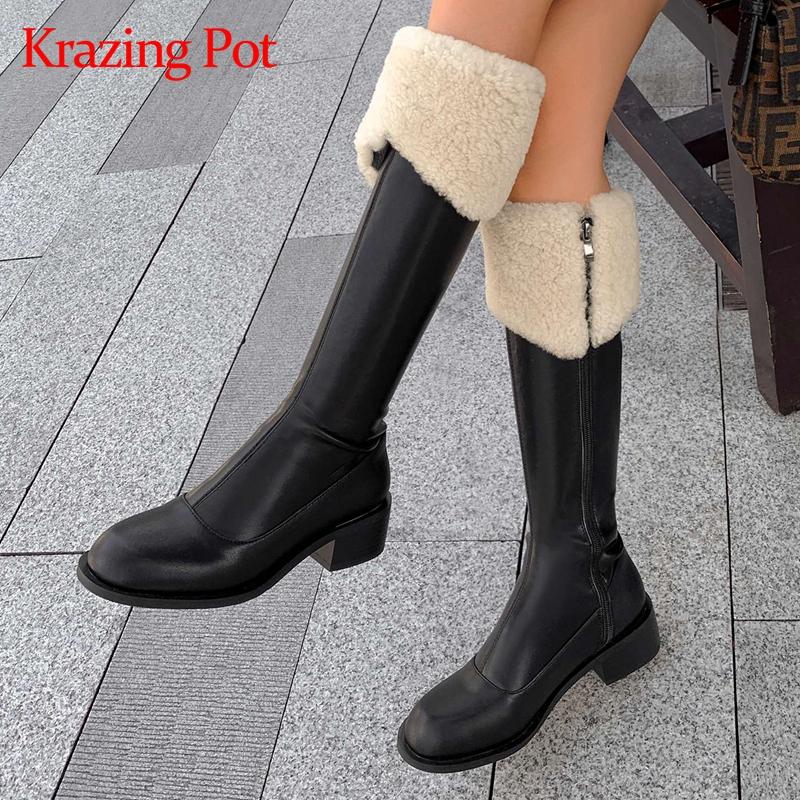 Krazing pot 2020 winter hot sale keep warm snow boots cow leather lambswool beauty lady daily wear fashion knee high boots L35, Beige
Krazing pot 2020 winter hot sale keep warm snow boots cow leather lambswool beauty lady daily wear fashion knee high boots L35, Beige
