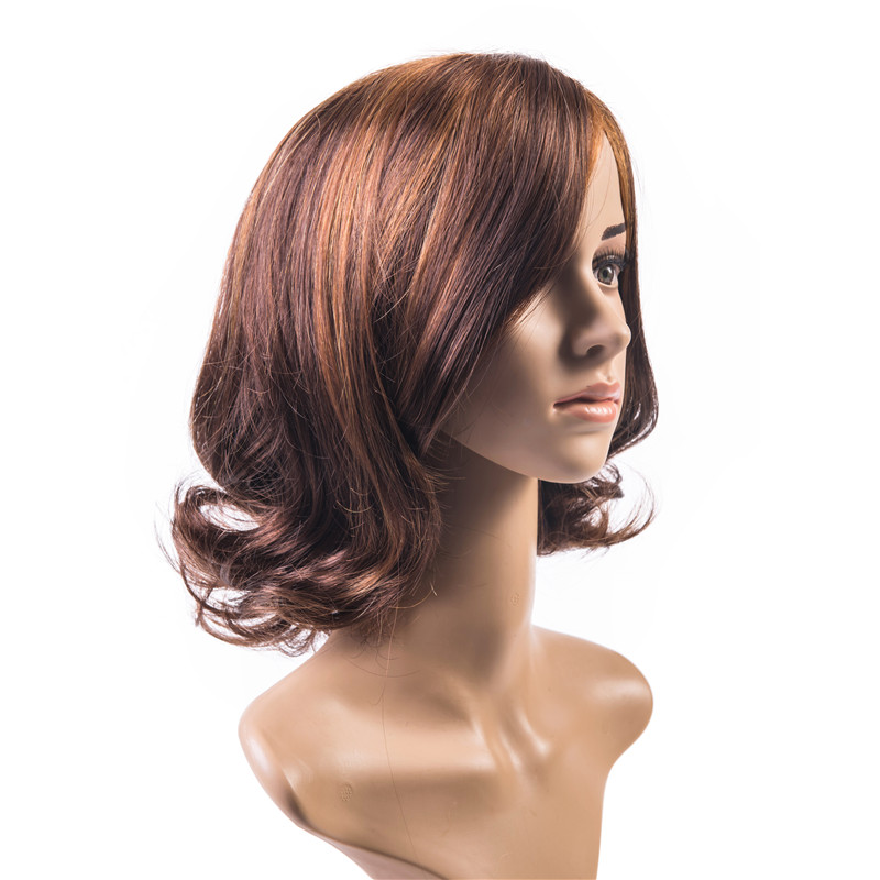Women Bob Synthetic Wigs Short Straight Wavy Curly Hair Wigs With Oblique Bangs