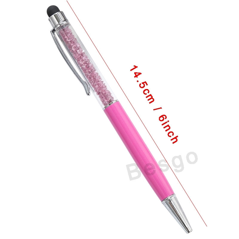 Fine Crystal Ballpoint Pen 1mm Fashion Creative Stylus Touch Pen Writing Stationery Office School Ballpen Black Ballpoint Pens