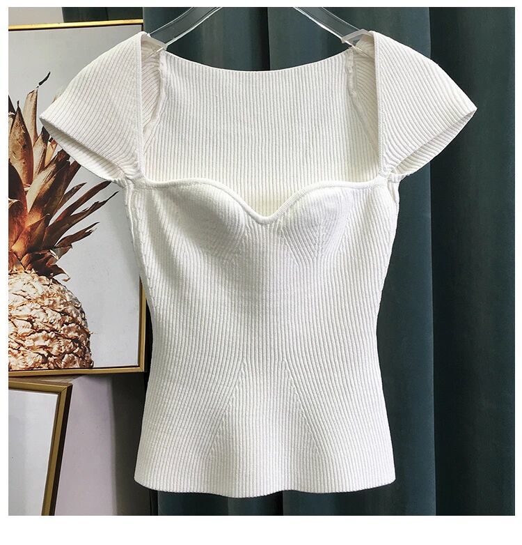 2021 New Sexy top neckline design knitted short-sleeved t-shirt stretch slim-fit sweater G8QQ, Orange
2021 New Sexy top neckline design knitted short-sleeved t-shirt stretch slim-fit sweater G8QQ, Orange