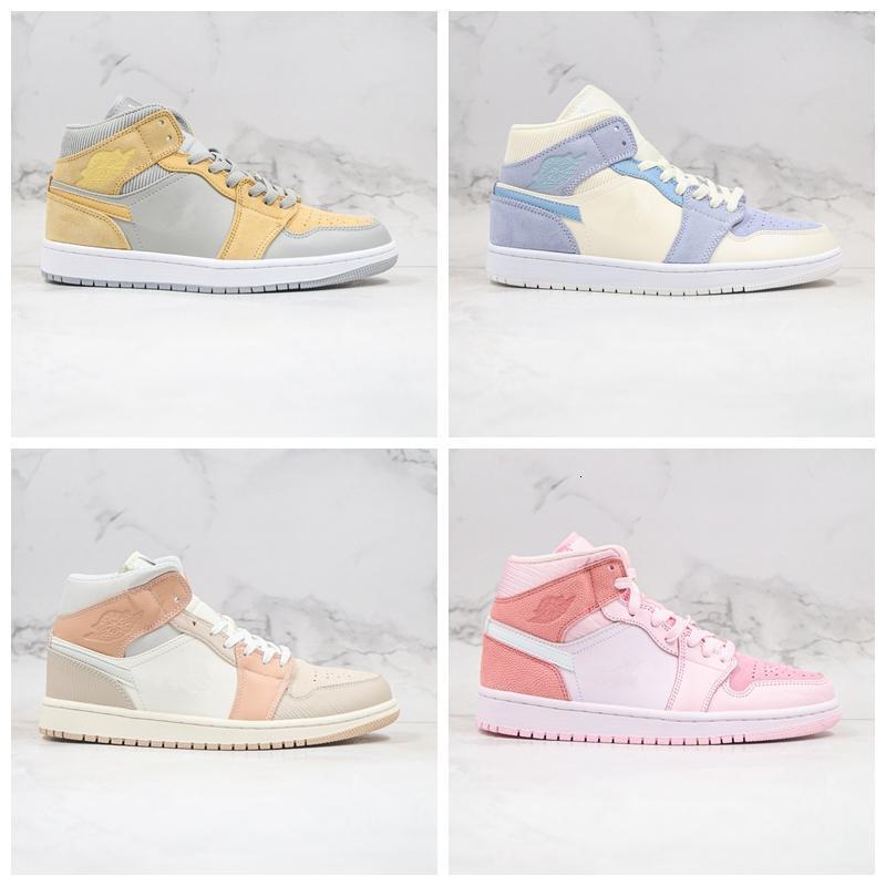 New 1 Mid Boots Shoes 1s Milan Tie Dye Mens Trainers Digital Pink Women Sports Sneakers Size 36-45, #1