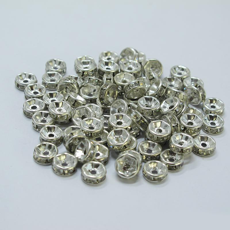500pcs/lot Metal Alloy 18K Gold Silver Color Crystal Rhinestone Rondelle Loose Beads Spacer for DIY Jewelry Making Wholesale Price
