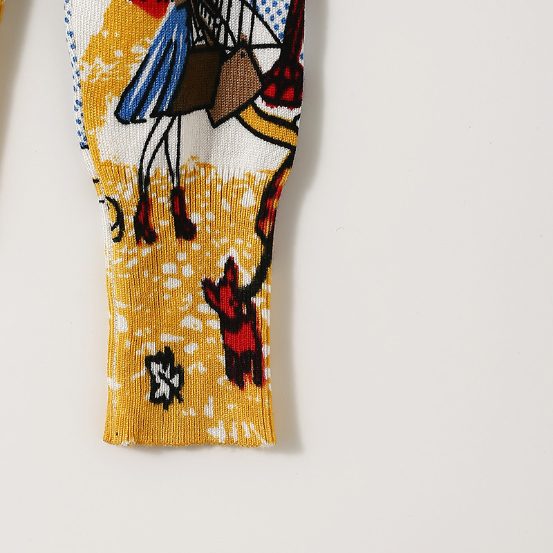 Womens Cartoon Graffiti Cardigan Autumn Spring Knit Button V-neck Long Sleeve Japan harajuku Woman Sweaters Female Tops LS035 201017