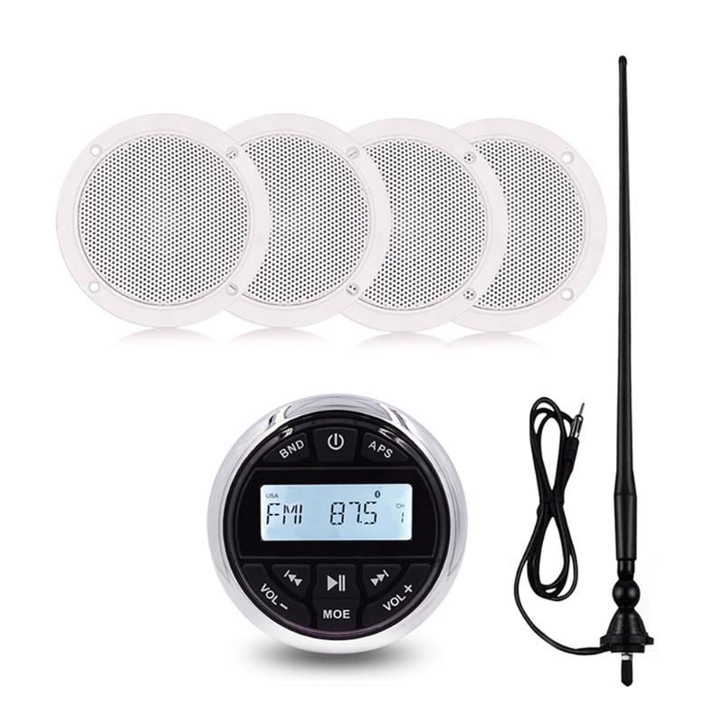 Marine Stereo Boat Radio Audio Bluetooth FM AM Motorcycle Car MP3 Player For Bath RV ATV UTV+4" Waterproof Speaker+Radio Antenna
Marine Stereo Boat Radio Audio Bluetooth FM AM Motorcycle Car MP3 Player For Bath RV ATV UTV+4" Waterproof Speaker+Radio Antenna
