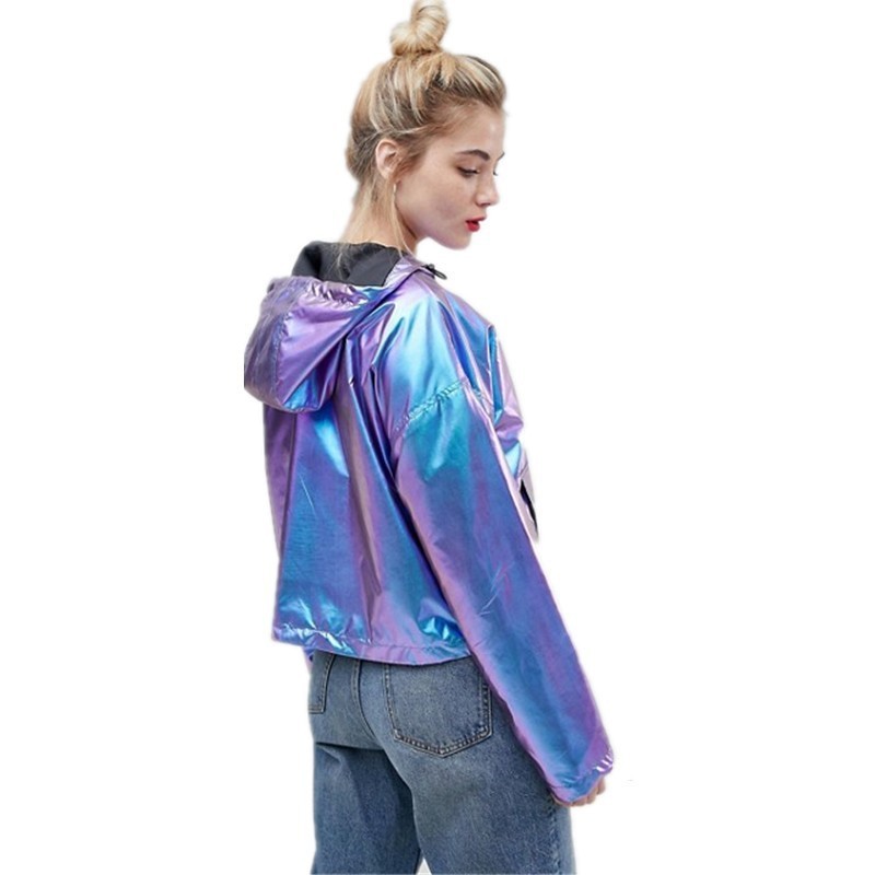 Jaqueta Feminina Casaco Feminino Jacket Europe And America Symphony Metallic Waterproof Large Size Loose Women's Jacket Casual 201029