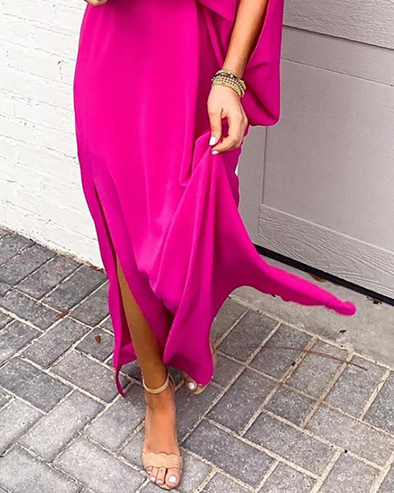 One Shoulder Summer Women Maxi Long Dresses Red Black Elegant Ladies Party Dress Plus Size Loose Casual Woman Fashion Dress 201013