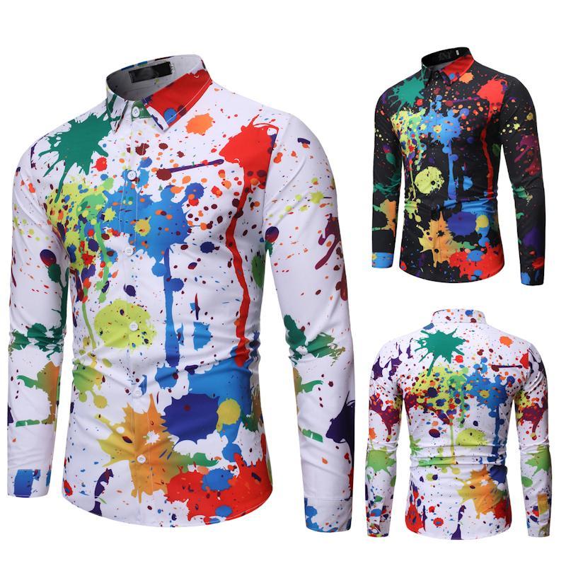 Mens Shirts Spring and Autumn New Fashion Goes with Casual Scrawl Lapel Slim Hip-hop Men Shirt Long Sleeve, White
Mens Shirts Spring and Autumn New Fashion Goes with Casual Scrawl Lapel Slim Hip-hop Men Shirt Long Sleeve, White