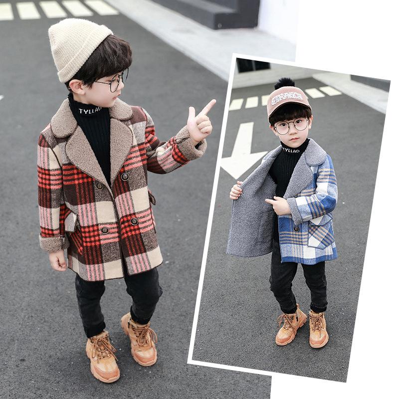 Childrens Clothing 2020 New Winter Korean Boys Fashion Big Plaid Double Breasted Lapel Coat Plus Velet Outerwear Kid Clothes, White 
Childrens Clothing 2020 New Winter Korean Boys Fashion Big Plaid Double Breasted Lapel Coat Plus Velet Outerwear Kid Clothes, White
