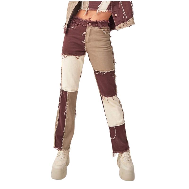 Women' high waist color matching stitching flared jeans ripped pants fashionable jeans flared torn into matching colors F04*, As photo
Women' high waist color matching stitching flared jeans ripped pants fashionable jeans flared torn into matching colors F04*, As photo