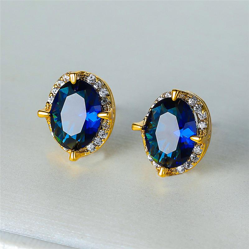 Female Crystal Blue Stone Earrings Charm Gold Silver Color Small Stud Earrings Luxury Oval Zircon Wedding For Women
Female Crystal Blue Stone Earrings Charm Gold Silver Color Small Stud Earrings Luxury Oval Zircon Wedding For Women