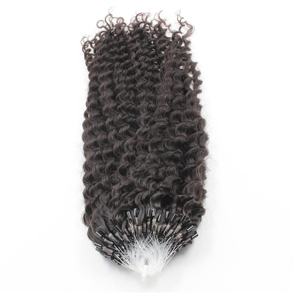 Curly Ring Loop Real Human Natural Black Micro Links Keratin Hair Extensions 100G 1G/Strand