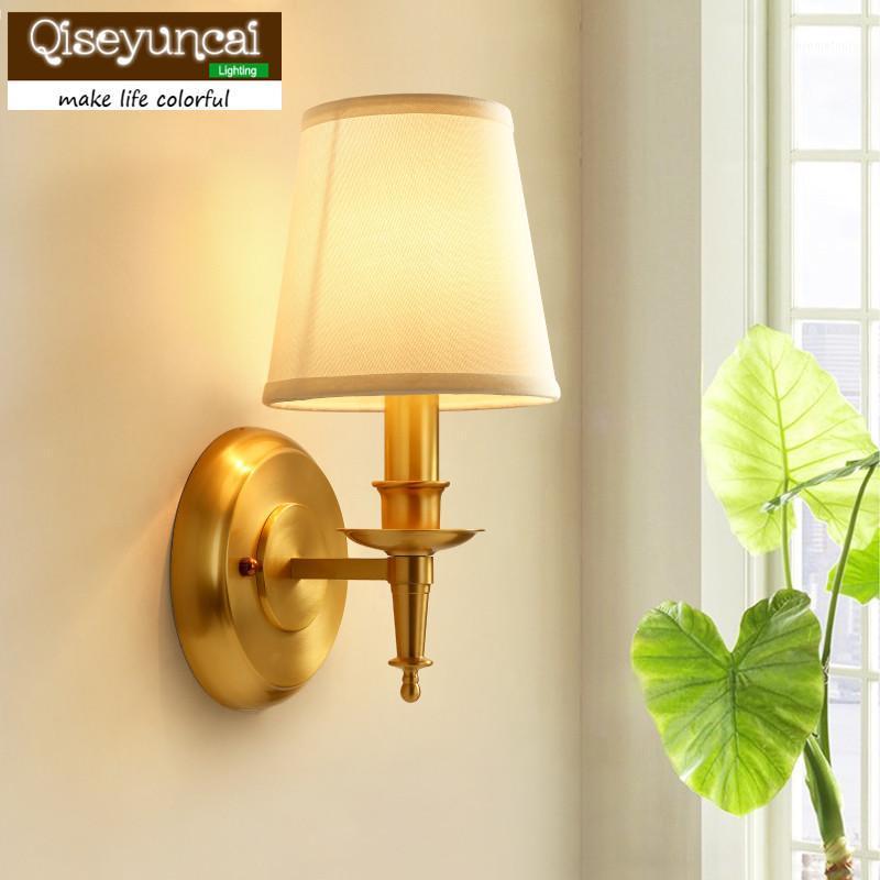 Qiseyuncai 2021 American country copper wall lamp living room TV wall simple bedroom bedside copper lamps1
Qiseyuncai 2021 American country copper wall lamp living room TV wall simple bedroom bedside copper lamps1