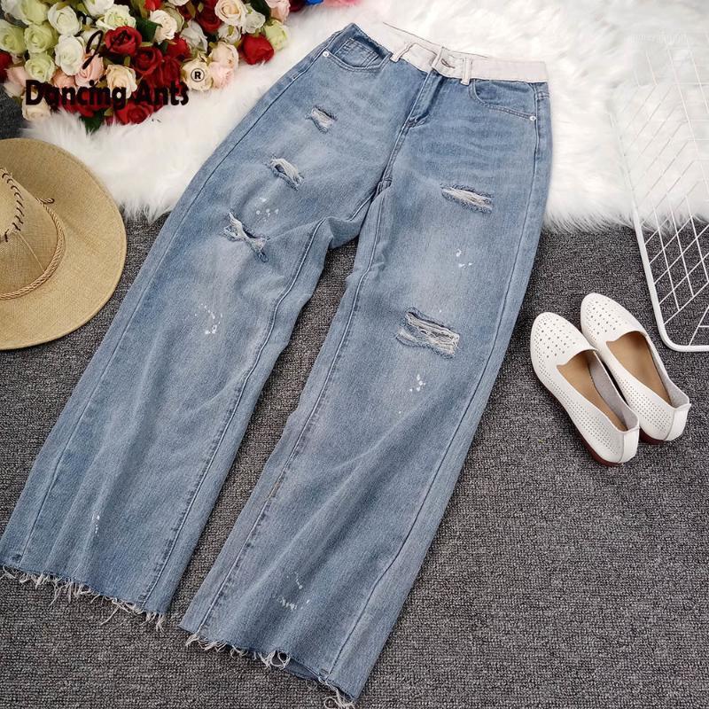 Jeans Women High Waist Pockets Straight Denim Pants Summer New Female Vintage Loose RippedTrousers1, Blue
Jeans Women High Waist Pockets Straight Denim Pants Summer New Female Vintage Loose RippedTrousers1, Blue