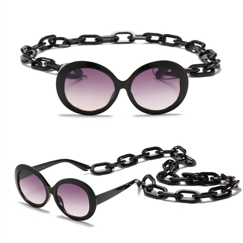 Fashion Show round Sunglasses Women Brand Designer Retro Fashion With thick chain Sun glasses gafas de sol hombre/mujer, White;black
Fashion Show round Sunglasses Women Brand Designer Retro Fashion With thick chain Sun glasses gafas de sol hombre/mujer, White;black