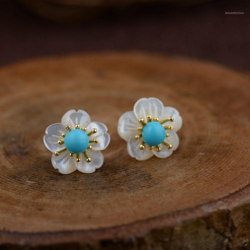 925 Sterling Silver Simple Elegant 18k Gold Plated Earrings Shell Flower Inlaid Natural Lapis Red Onyx And Turquoise1
925 Sterling Silver Simple Elegant 18k Gold Plated Earrings Shell Flower Inlaid Natural Lapis Red Onyx And Turquoise1