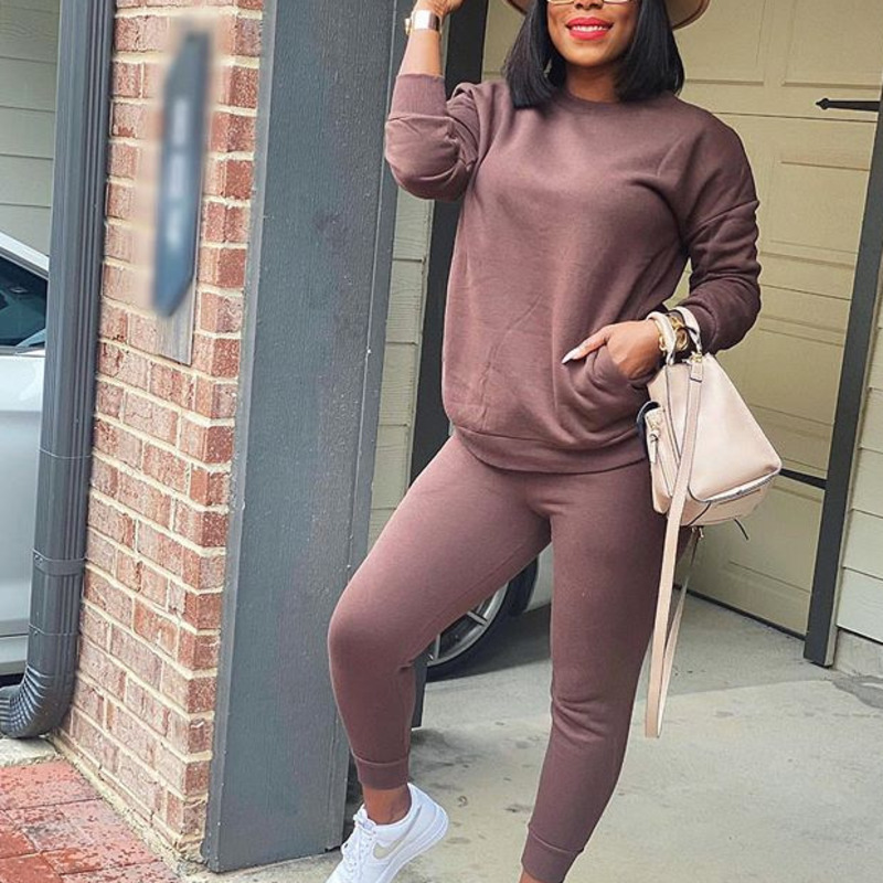 Women Designers Clothes 2023 tracksuits Listing Autumn And Winter Leisure Suit Fashion Women's Pure Color Cotton Sweater Long Sleeve Two Piece Se