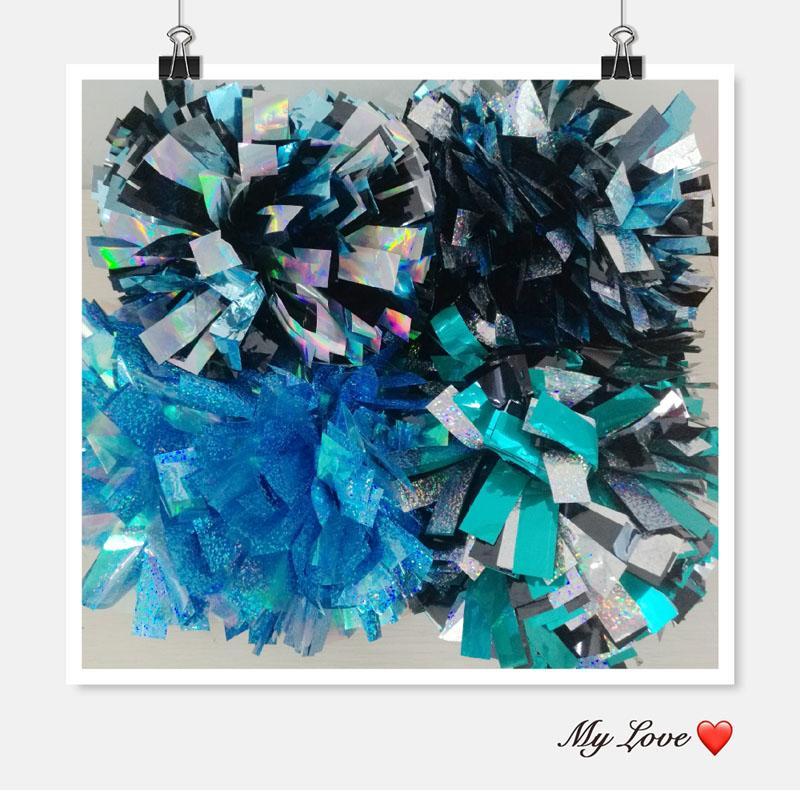 High quality 6" game pompoms cheering supplies Cheerleader pom poms supplies PVC PET Lazer pompons Color free combination1
High quality 6" game pompoms cheering supplies Cheerleader pom poms supplies PVC PET Lazer pompons Color free combination1