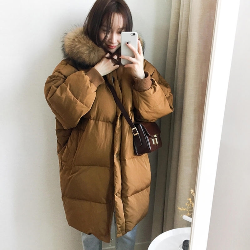 Down Cotton Coat Female Loose Hooded Long Sleeve Winter Jacket Women Parka Warm Thicken Oversize Women Winter Coat Padded Q1946 201019