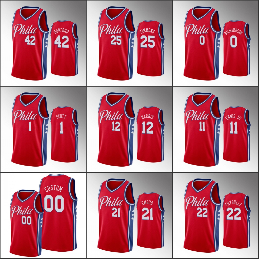 Philadelphia 76ers Men Joel Embiid Ben Simmons Tobias Harris Josh Richardson 2020 Statement NBA Red Custom Jersey, Black
Philadelphia 76ers Men Joel Embiid Ben Simmons Tobias Harris Josh Richardson 2020 Statement NBA Red Custom Jersey, Black