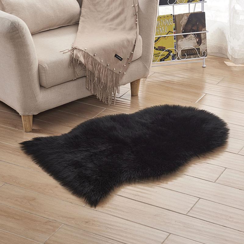 

6cm Artificial Sheepskin Hairy Carpet Living Room Bedroom Rugs Skin Fur Plain Fluffy Area Rugs Washable Bedroom Faux Mat 60x220, 15