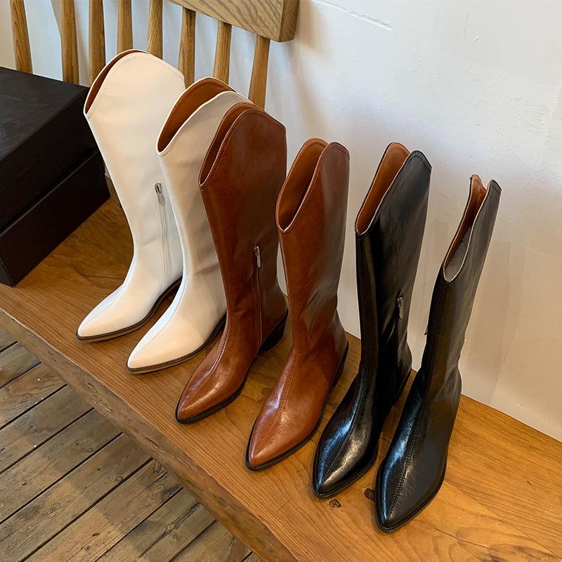 2020 Pointed Western Cowboy Women's Boots Net Red Boots Women's Knee-Length Thin Legs Thick Heel Leather Knight, Black-autumn style
2020 Pointed Western Cowboy Women's Boots Net Red Boots Women's Knee-Length Thin Legs Thick Heel Leather Knight, Black-autumn style