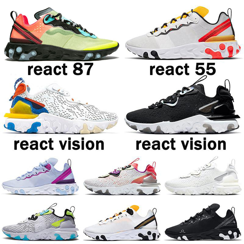 Wholesale React Vision Element 55 87 Triple Black White Anthracite Men Women Running Shoes Iridescent Outdoor Mens Trainers Sports Sneakers
Wholesale React Vision Element 55 87 Triple Black White Anthracite Men Women Running Shoes Iridescent Outdoor Mens Trainers Sports Sneakers