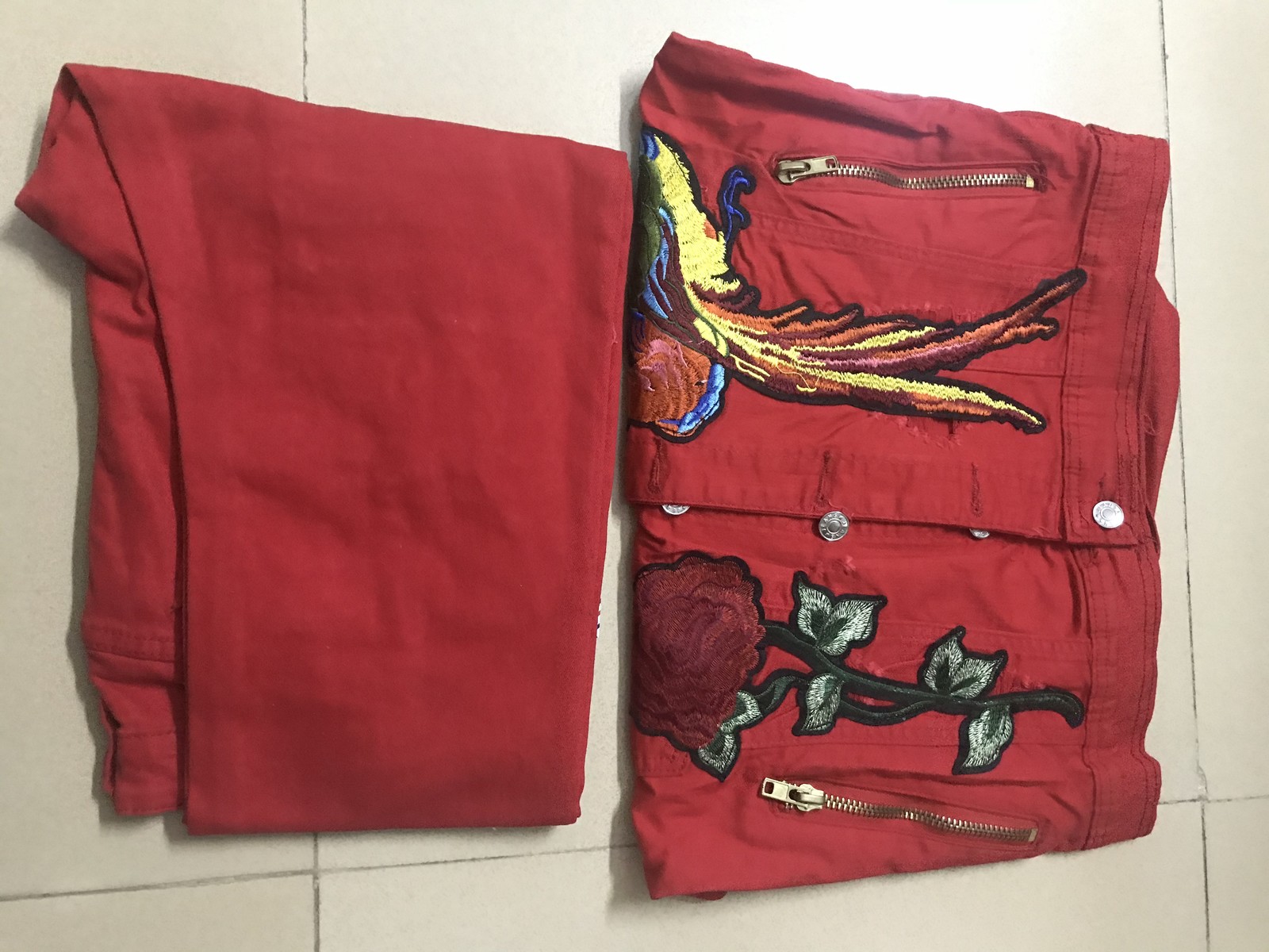 New Men Red Sets Fashion Autumn Embroidery Phoenix Flower Suit Vest+Pants Mens Clothing 2 Piece Sets Slim Tracksuit 201109