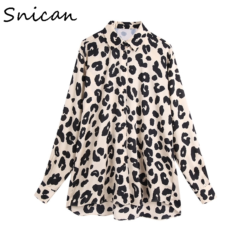 Snian leopard print blouse long sleeve office ladies shirts za autumn spring blusas mujer de moda femme chandails tops 220308