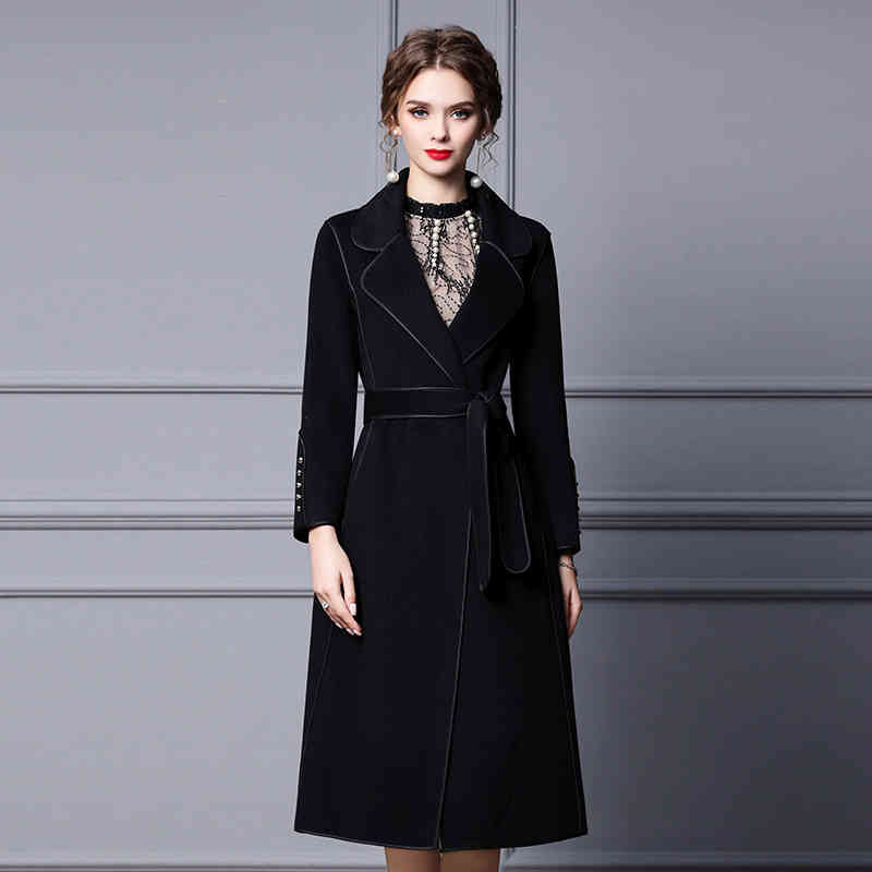 Women's Wool & Blends Zhili black tweed coat winter high-end fashion temperament, slim and long at the waist BROP 
Women's Wool & Blends Zhili black tweed coat winter high-end fashion temperament, slim and long at the waist BROP