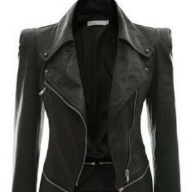 Autumn Women faux Leather Jacket Gothic Black moto jacket Zippers Long sleeve Goth Female PU Faux Leather Jackets T200319