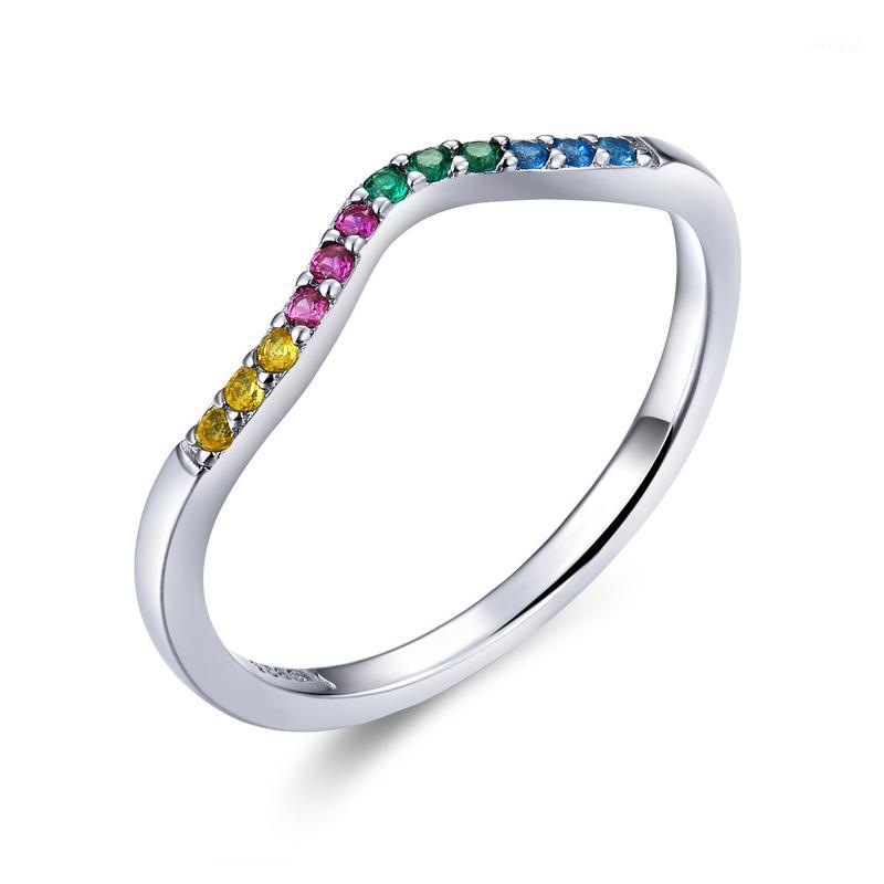 Cluster Rings 100% Real 925 Sterling Silver Rainbow Wave Finger For Women Colorful CZ Paved Engagement Wedding Jewelry SCR6361
Cluster Rings 100% Real 925 Sterling Silver Rainbow Wave Finger For Women Colorful CZ Paved Engagement Wedding Jewelry SCR6361