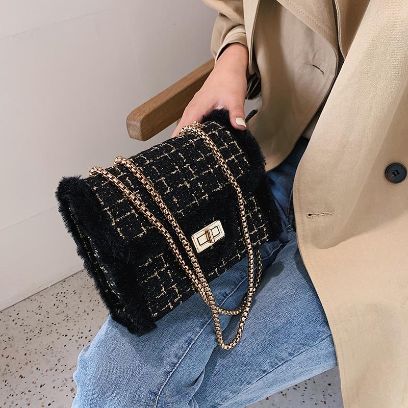 Winter Tweed Crossbody Bags For Women 2021 Chain Handbag New Brand Female Shoulder Messenger Bag Luxury Small Women's Bag, Black
Winter Tweed Crossbody Bags For Women 2021 Chain Handbag New Brand Female Shoulder Messenger Bag Luxury Small Women's Bag, Black