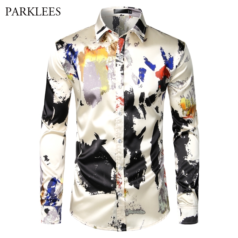 Printed Silk Mens Shirt Splashing Ink Men Dress Shirt for Party Casual Slim Fit Men Long Sleeve Prom Daily Shirts Men Masculina 201120, As picture show
Printed Silk Mens Shirt Splashing Ink Men Dress Shirt for Party Casual Slim Fit Men Long Sleeve Prom Daily Shirts Men Masculina 201120, As picture show