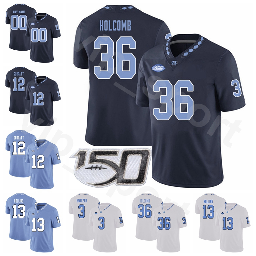College NCAA Football North Carolina Tar Heels Cole Holcomb Jersey Chazz Surratt Ryan Switzer Marquise Williams Mack Hollins Navy Blue White, With 150th patch
College NCAA Football North Carolina Tar Heels Cole Holcomb Jersey Chazz Surratt Ryan Switzer Marquise Williams Mack Hollins Navy Blue White, With 150th patch