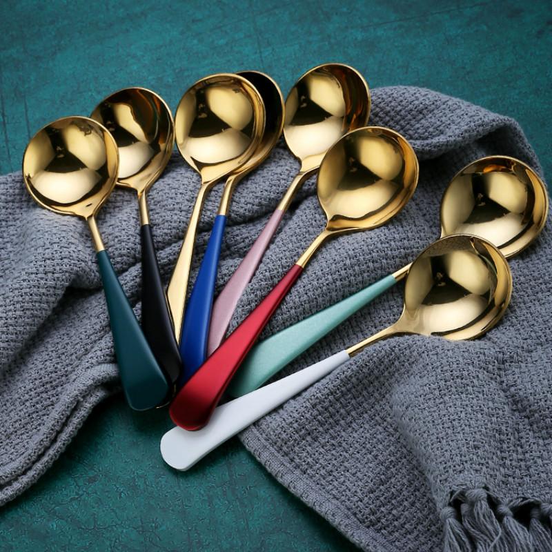Coffee Spoons Stainless Steel Dessert Spoons Kitchen Utensils Fashion Round 7Colors High Quality 1pcs Serving Spoon
Coffee Spoons Stainless Steel Dessert Spoons Kitchen Utensils Fashion Round 7Colors High Quality 1pcs Serving Spoon