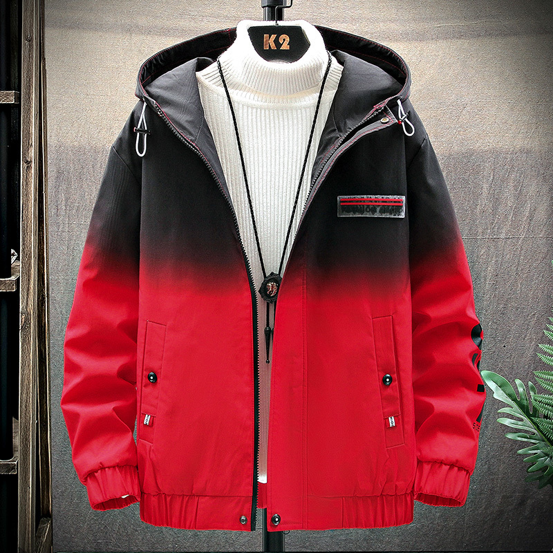 Autumn Winter New Cotton Jacket Male Hooded Cotton Clip Thickened Korean Popular Logo Gradient Fashion Youth Jacket Men T200502