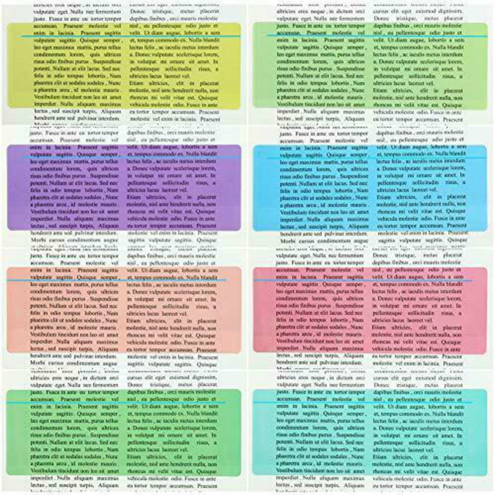 8PCS Guided Reading Highlight Strips Bookmark Colored Overlay Reading Tracking Rulers Helps with Reduce Visual Stress
8PCS Guided Reading Highlight Strips Bookmark Colored Overlay Reading Tracking Rulers Helps with Reduce Visual Stress