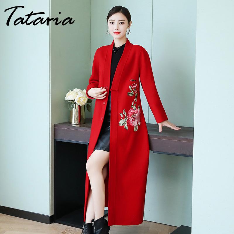 Tataria Winter Wool Embroidered Coat Women Elegant Long Woolen Coat Female Thicken Warm Wool Womens Loose Casual Outerwear, Red
Tataria Winter Wool Embroidered Coat Women Elegant Long Woolen Coat Female Thicken Warm Wool Womens Loose Casual Outerwear, Red