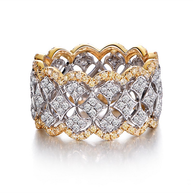 18k Rose Gold Pave Diamond Ring 925 Sterling Silver Bijou Engagement Wedding Band Rings For Women