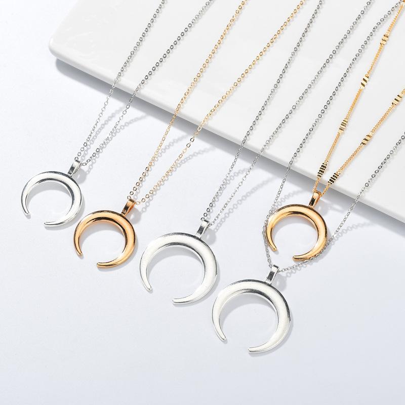 Moon Pendant Necklace Silver Color and Gold Half Moon Necklace Womens Horn Chain Gold Collares
Moon Pendant Necklace Silver Color and Gold Half Moon Necklace Womens Horn Chain Gold Collares