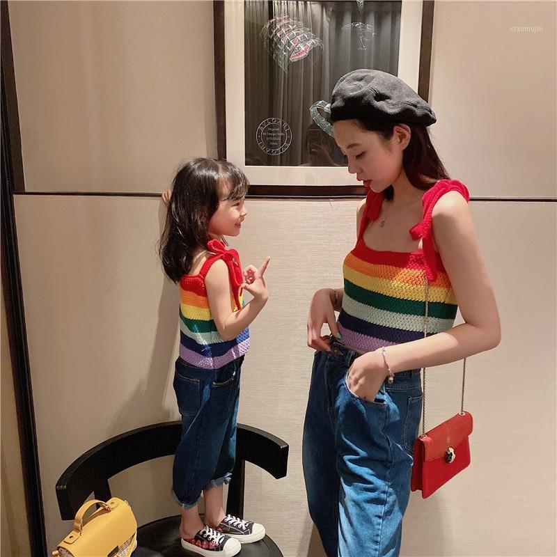 2020 summer parent-child clothing ins Girls Fashion South Korea ocean Rainbow Stripe knitting sling trend1
2020 summer parent-child clothing ins Girls Fashion South Korea ocean Rainbow Stripe knitting sling trend1