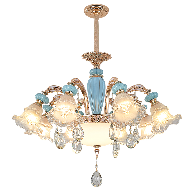 European Romantic Crystal Chandelier LED Zinc Alloy Ceramic Chandeliers Lights Fixture also can be Ceiling Lamp Home Indoor Lighting