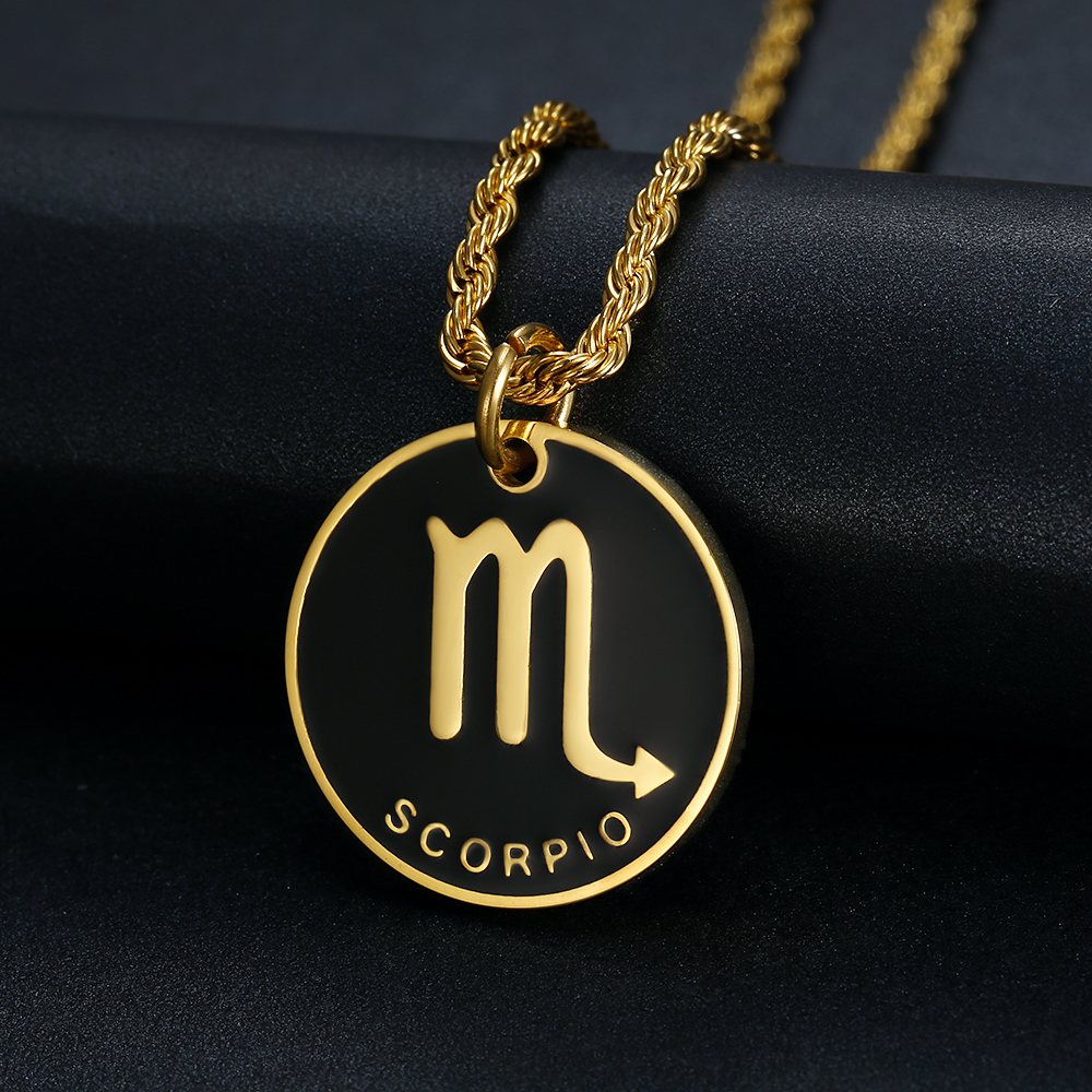 Zodiac Sign 12 Pendant Necklace for Women Men Gold Color Stainless Steel Womens Mens Chain Gift Fashion Jewelry 201013