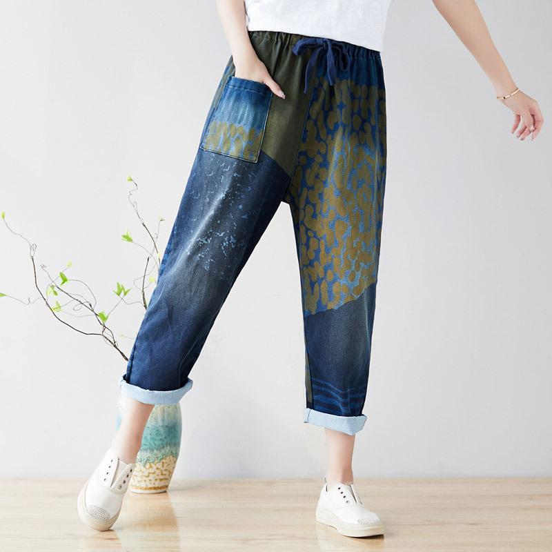 Johnature Casual Cotton New Cross-pants Woman Jeans 2020 Autumn Patchwork Stripe Drawstring Elastic Waist Baggy Jeans Women, Blue
Johnature Casual Cotton New Cross-pants Woman Jeans 2020 Autumn Patchwork Stripe Drawstring Elastic Waist Baggy Jeans Women, Blue