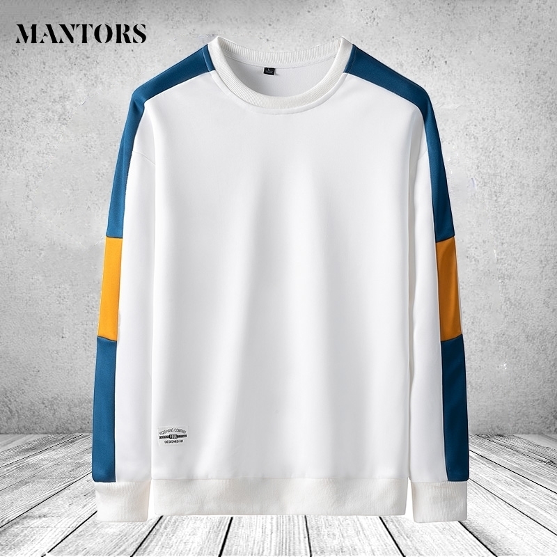 Hoodie Sweatshirt Mens Hip Hop Pullover Hoodies Streetwear Casual Fashion Clothe Round Neck Patchwork Male Outwear White Black 201020